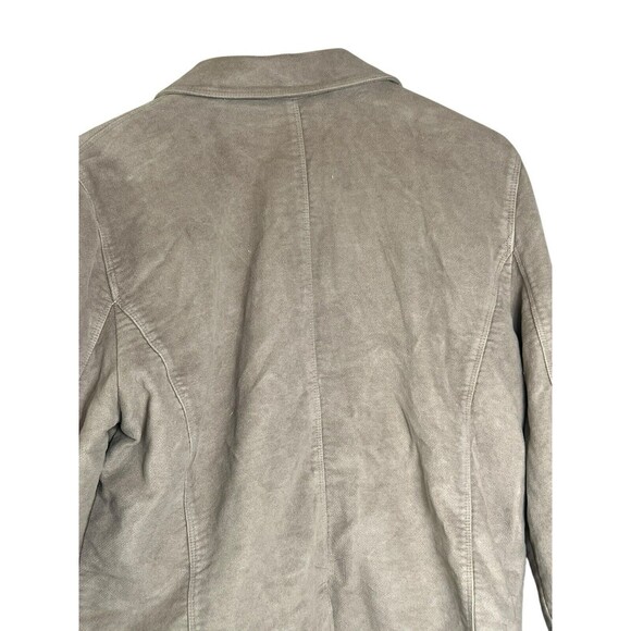 LL Bean Womens Tan chore coat Jacket Size Medium Blazer Petite Tan brown cropped - Picture 12 of 12